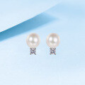 wholesale 925 Sterling Silver Natural Freshwater Pearl Earrings with Moissanite for Women, Niche Luxury Online Same Style, Direct from Source-0-1
