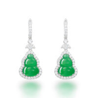 wholesale 925 Silver Gold-Plated Earrings with High-Carbon Drilled Muzo Green Natural Chalcedony, Yang Mi's Same Style New Chinese Jewelry for Women-Natural chalcedony>925 silver