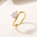 wholesale S925 gold-colored moissanite ring with a teardrop center stone, minimalist design, slimming effect for women, best-selling style-0-1