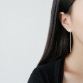 wholesale S925 Sterling Silver Handmade Designer Round Bead Flat Bead Fringe Earrings for Women Korean Style-0-3
