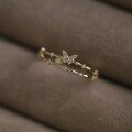 wholesale S925 Sterling Silver Butterfly Double-Layer Ring for Women, Light Luxury Shiny Diamond Ring, Minimalist Open-Ended Ring with a Niche and Simple Design-0-6