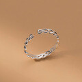 wholesale S925 Sterling Silver Minimalist Ins Style Braided Ring for Women Adjustable Index Finger Ring R01265-0-3