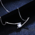 Sterling Silver Pendant Necklace with 1-Carat Moissanite and Fashion Cross Lightning Design-0-4