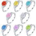 wholesale S925 Sterling Silver 2ct Flame Ice Cut Ring European and American High-End Sense 8*8 Color Gem High Carbon Diamond Heart-Shaped Love Women's Ring-0-0
