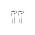 wholesale Metal Material S925 Silver Ear Clips for Women, Korean Style Small Fresh and Personalized Interlocking No Piercing Drop Chain Earrings G8286-0-4