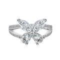 wholesale S925 Sterling Silver Cross-Border Butterfly Marquise Moissanite Ring High-End Mosanite Jewelry Silver Accessories for Women-0-3