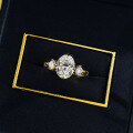 wholesale S925 Gold-Plated Silver 7*9 Oval High-Carbon Diamond Ring for Women,Ins,-0-3