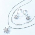 wholesale S925 sterling silver new European and American snowflake necklace for women, double-layer stackable necklace, ins-style Christmas gift, wholesale from manufacturer-0-1
