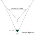 wholesale 925 Sterling Silver Women's Versatile Zircon-Embedded Heart Necklace Double-Layer Collarbone Chain Halloween Cross-Border Exclusive-0-3