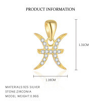 wholesale S925 Sterling Silver Cross-border Twelve Zodiacs Exquisite Personality Choker Necklace For Women, Light Luxury Fashion Pendant, European And American Versatile-A4146-Pisces/Single Pendant 925 Silver
