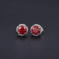 wholesale S925 Sterling Silver Gold-Plated New Style Flower 05ct Colored Moissanite Earrings with Certificate in Red and Champagne Colors-0-1