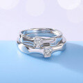wholesale S925 Sterling Silver Princess and Knight Couple Rings with Diamond Inlay, Adjustable Open Ring for Men and Women-0-1