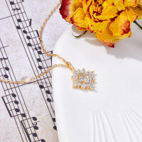 wholesale Electro-plated K gold with micro-set full zircon diamond-shaped pure silver pendant Professional jewelry manufacturer for small quantity wholesale-Full zirconium diamond sterling silver pendant