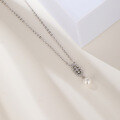 wholesale S925 Silver Fashion New Korean Style Pearl Necklace Women's Internet Celebrity Same Zircon Shell Pearl Simple Collarbone Chain Wholesale-0-3