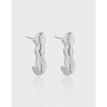 wholesale S925 Sterling Silver Korean Version Smooth Earrings Ins Style Niche Versatile Minimalist Irregular Wave Pattern Stud Earrings for Women-0-0