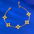 wholesale S925 Silver Gold-Edged Five-Flower Clover Bracelet with Diamond Inlay, Cross-Border Edition for Xiaohongshu Live Stream New Arrival by Mujing Jewelry-0-1