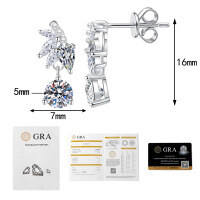 S925 Sterling Silver Moissanite Mini Pearl Earrings, Wholesale Luxury Style-50 points + 50 points Moissanite  925 Silver