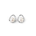 wholesale Sterling Silver S925 Japanese-style Minimalist Drop-shaped Freshwater Pearl Sweet Geometric Earrings Gift for Best Friend-0-4