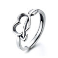 wholesale S925 Sterling Silver Ins Style Personalized Cupid Heart Ring, Korean Minimalist Simple Temperament Aloof Adjustable Ring-0-4