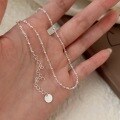 wholesale S925 Sterling Silver Simple Round Bead Chain Necklace for Women, New Trendy Versatile Minimalist Design Small Collarbone Pendant-0-3