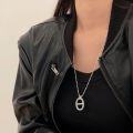 wholesale S925 Sterling Silver Minimalist Pig Nose Long Pendant Necklace for Women, Korean Spring and Summer New Ins Trendy Sweater Chain-0-0