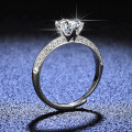S925 Sterling Silver Moissanite High-End Women's Half-Shank Open Adjustable Ring-0-1