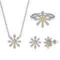 wholesale S925 Sterling Silver Earrings Necklace Ring for Women, Exquisite Daisy Design, Minimalist and Elegant Luxury Accessories-0-5