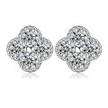 wholesale S925 Sterling Silver European and American Fashion Four-Leaf Clover Earrings High-Quality New Style Flower-Shaped Women's Zircon Earrings-0-0