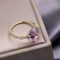 wholesale S925 silver gold-plated natural amethyst ring for women, Japanese birthstone ring, factory supply, wholesale-0-0