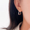 wholesale S925 Sterling Silver Minimalist Square Hoop Earrings for Women, Korean Dongdaemun Summer Versatile New Retro Style Ear Studs-0-0