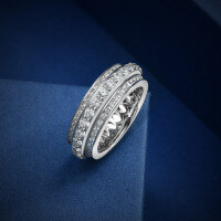 wholesale S925 Silver 15mm Round Wish Come True Ring Minimalist Women's Style Direct from Jewelry Factory-Green【R2425】 No.5