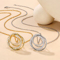 wholesale S925 Sterling Silver Four-Loop Circle Pendant Necklace for Women, Fashionable and Versatile Cross-Border Necklace with Moissanite, Inspired by Designer Styles-0-1