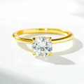 18K Gold Plated Sterling Silver 1ct Moissanite Four-Prong Classic Ring-0-0