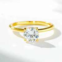 18K Gold Plated Sterling Silver 1ct Moissanite Four-Prong Classic Ring-Golden Zircon - CBJZ563  No. 8