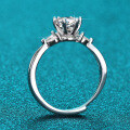 PT950 Platinum Plated 925 Sterling Silver Floral 1-Carat Moissanite Engagement Ring-0-1
