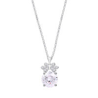 S925 Silver Pendant Necklace, Large Sparkling Starry Sky Cut Pink Diamond, Live Streaming Hit-S925 Sterling Silver + White Zirconium  925 Silver