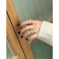 wholesale S925 Sterling Silver Korean Version Ins Indie Design Intertwined Textured Ring for Women-0-2