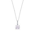 Silver Full-Zirconia Pendant Necklace, Rose Cut, Women's Minimalist Design-0-3