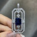 wholesale 8ct rectangular lab-grown sapphire pendant necklace in metal, trendy men's pendant-0-5