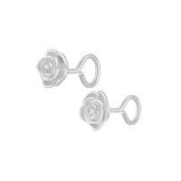 wholesale Sterling Silver Small Minimalist Curved Hook Rose Earrings For Women-917ED-Silver-S999 Pure Silver