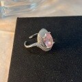 wholesale Metal material first: Cross-border Europe and America best-selling dazzling princess pink gemstone ring for women, Korean style fashion exquisite elegant micro-set colored gemstones and diamonds-0-2