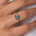wholesale S925 Sterling Silver Red Elk Cross Leaf Openwork Blue Diamond Ring for Women, Gentle Ambiance Minimalist High-End Ring-0-1