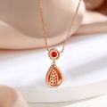 wholesale S925 Sterling Silver Rose Gold Plated Fashion Brand Inspired Pendant with Red Zircon Necklace for Women, Versatile Style-0-2