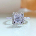 wholesale 925 Silver New Jewelry Princess Square 6*6 High Carbon Diamond Precision Full Diamond Micro-Paved Ring-0-5