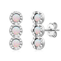 S925 Silver White Opal Earrings, Arched Design, Wholesale, Cross-border Live Sales.-Style L [Clearance Sale with Free Shipping]  925 Silver