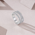 925 Silver Micro-Pavé Moissanite X-Cross Line Ring-0-2