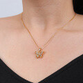 wholesale S925 Silver Gold-Plated Adjustable Hollow Full Diamond Butterfly Necklace, In Stock-0-1