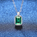 S925 Sterling Silver Cross Cultured Emerald Moissanite Necklace-0-0