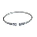 wholesale 9999 Silver Chased Lily of the Valley Blossom Open Bangle for Women, Vintage Pure Silver Literary Niche Fashion Youthful Bracelet-0-4