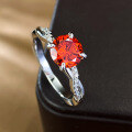 wholesale S925 Silver Simulated Diamond 70mm Round Fanta Orange Ring for Women,-0-1
